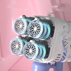 Bubble Gun Rocket Soap Bubble Machine Electric Space Launcher Continues To Produce Bubbles With LED Light