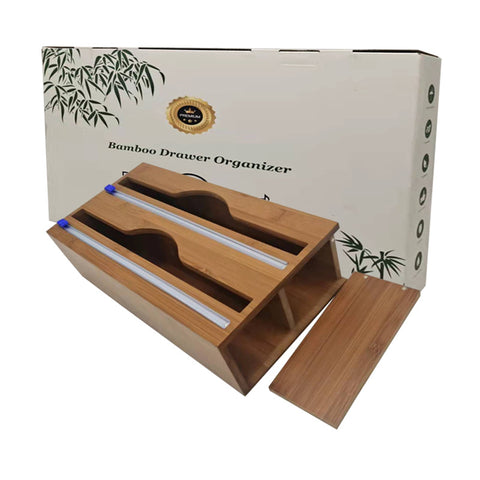Bamboo Cling Film Cutter Box Kitchen Supplies