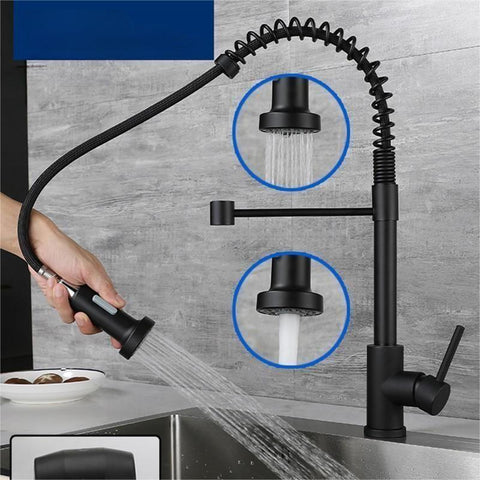Stainless Steel Spring Pull Telescoping Kitchen Faucet