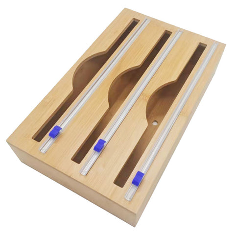 Bamboo Cling Film Cutter Box Kitchen Supplies